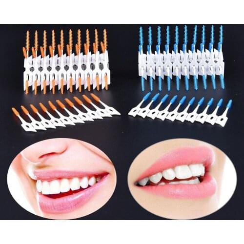 80pcs/Set Silicone Dental Floss Cleaning Brush Teeth Elastic Massage Bar Adults