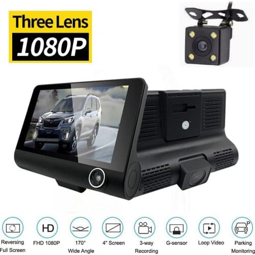 Three Lens Way 1080P Car DVR HD Video Recorder 4.0 Inch Dash Camera 170 Wide Angle Dash Cam G-Sensor And Night vision Camcorder