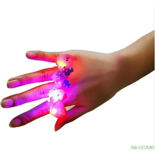Kids Cartoon LED Flashing Light Up Glowing Finger Rings Electronic Christmas Halloween Fun Toys Gifts for Children 10pcs/lot
