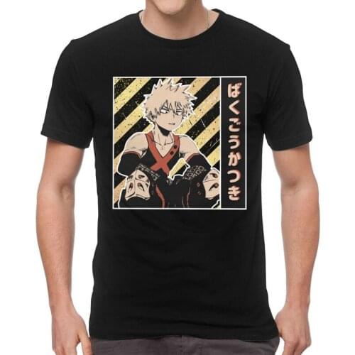 My Hero Academia T Shirt Men Short Sleeve 100% Cotton T-shirt Katsuki Bakugou Anime Tees Top Fashion Tshirt Gift