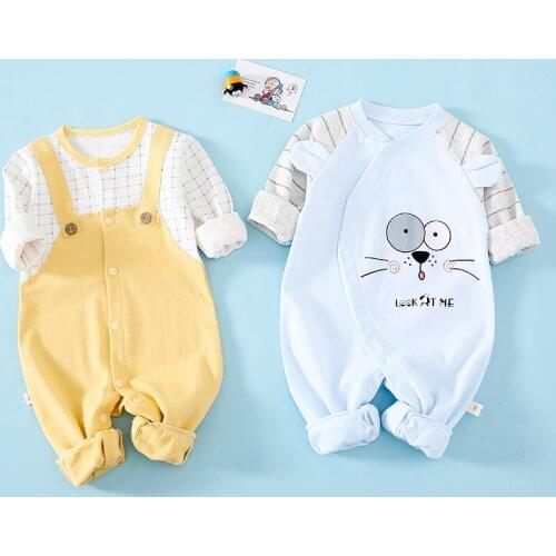 Baby onesies spring and autumn baby romper for men and women cotton long-sleeved romper newborn clothes cute bottoming shirt