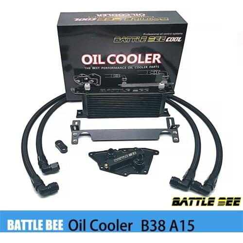 1set Oil Cooler Kit For BMW B38 A15 Oil Filter Adapter Black Stainless Steel Braided Hose Black Oil Cooler