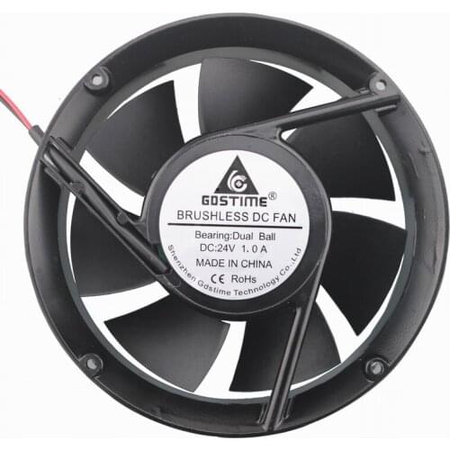 10 pcs Gdstime Metal Case Dual Ball Bearing Industrial DC Cooling Fan 24V 172mm x 51mm Circle Cooler 170mm 50mm 2P 17cm