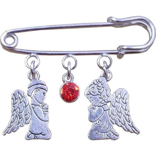 Cute Old-fashioned Retro Silver Plated Brooch Angel Lovers Child Boy And Girl Romantic Women Mother Female Gift BQ020-039