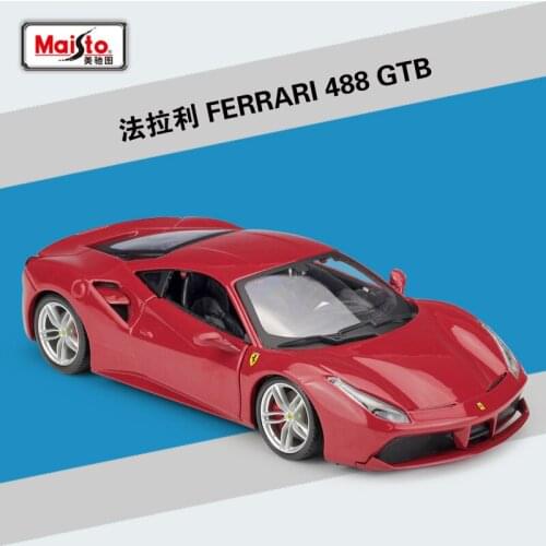 Bburago Diecast 1:24 488 GTB 488 PIsta Sport Car Static Simulation Red Alloy Model Car