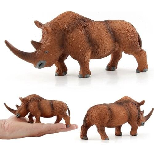 Simulation Woolly Rhino Figure Collectible Toys Solid Wild Animal Action Figures Kids Animal Cognitive Toys