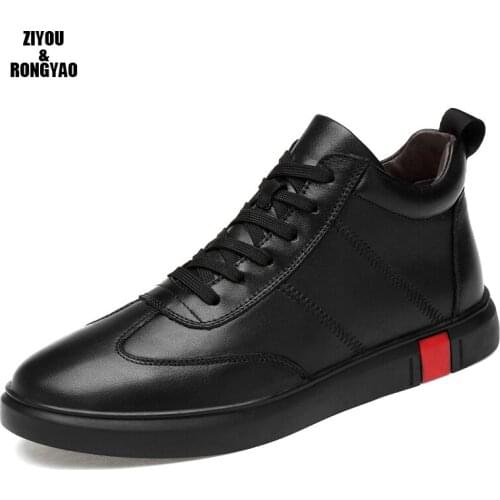 Men boots Cow Leather Shoes Men snow Boots 2019 Lace up Genuine leatherAnkle Retro Men warm casual boots Leisuer shoe