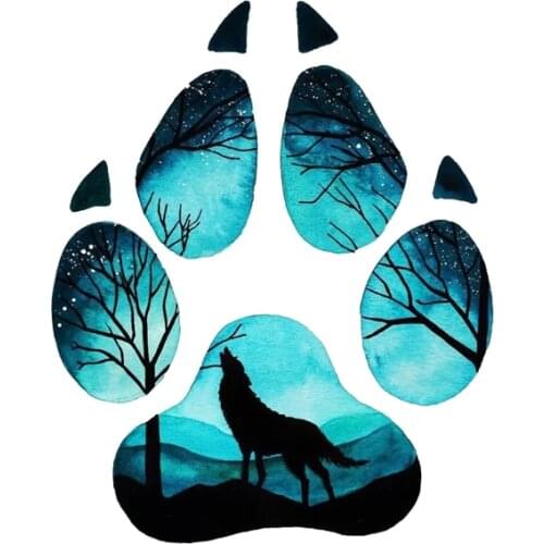 Creative Wolf Footprint Puzzle Car Sticker Automobiles Motorcycles Exterior Accessories PVC Decals for Bmw Audi Ford,16cm*13cm