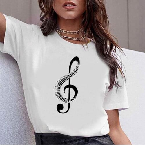 Summer 2020 new Music Festival T Shirt women Funny Printing Music Note T Shirt Korean-style Casual Short Sleeve O-neck TEE