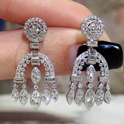 New Baroque Palace Style Pendant Ladies Earrings Heavy-duty Full Zircon Wedding Bridal Earrings Jewelry
