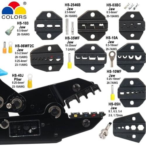 0.25-6MM2 23-10AWG Crimping Pliers HS-40J Insulation Non insulation Coaxial Cable Terminals Clamp Tools Kit 230mm HS-03BC 05H