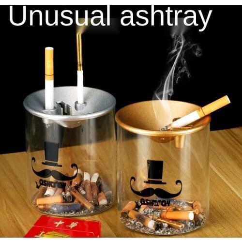Ashtray Creative Office Personality Household Trend Multifunctional Windproof Ashtray Living Room Fashion Ins Anti Fly Ash
