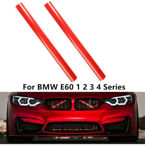2pcs For BMW E60 1 2 3 4 Series Front Grille Trim Strips Red V-Shaped Bracket Car Exterior Decoration