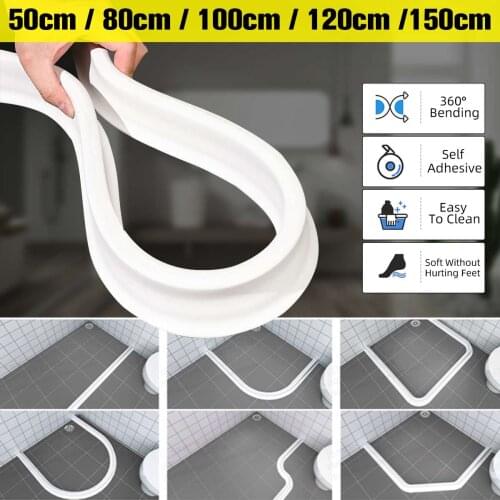 PVC Self Adhesive 0.5-1.5m Bathroom Kitchen Sealing Strip Shower Sink Bath Water Stopper Waterproof Retaining Barrier White