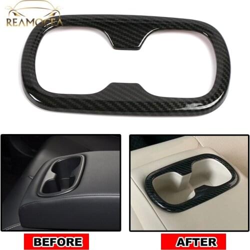 Reamocea 1Pc Carbon fiber Style Car Interior Rear Water Cup Holder Cover Trim fit for Toyota Corolla E210 12th Sedan 2019-2020