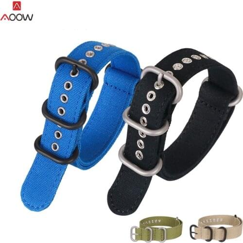 Nylon Canvas Watch Straps for Samsung 18mm 24mm 22mm 20mm 26mm Universal Sport Wristwatches Belts Black Metal Buckle