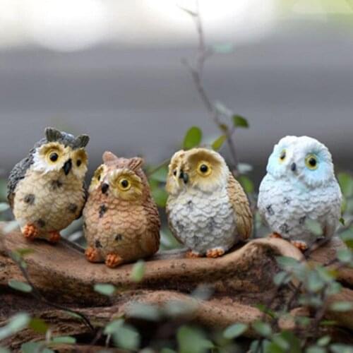 Christmas Terrarium Decor Cute Owls Animal Resin Miniatures Figurine Craft Bonsai Pots Home Fairy Garden Ornament Decoration P2