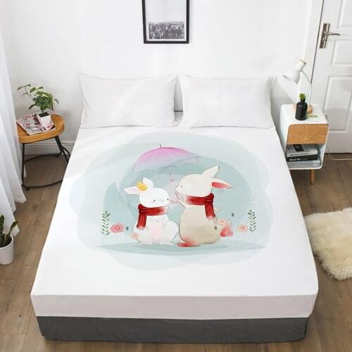 Animal Cartoon Kids Elastic fitted sheet bed sheet With An Elastic Band Mattress Cover Bed cover for children baby rabbit