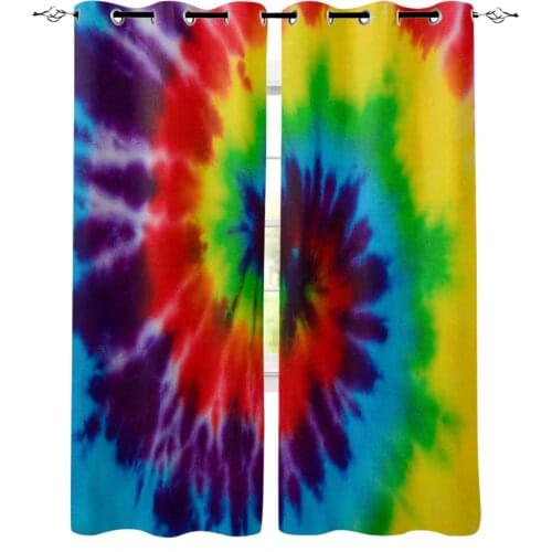 Rainbow Tie-Dye Color Ethnic Style Blackout Curtains For Living Room Bedroom Printed Window Treatment Drapes Home Decor
