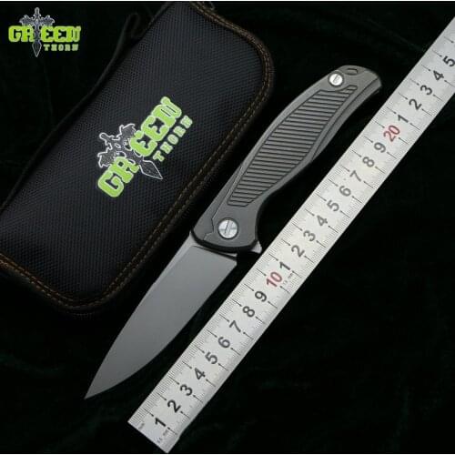 Green thorn Flipper F95 R19 D2 steel blade Titanium handle outdoor camping hunting pocket kitchen fruit folding knife EDC tools
