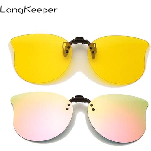 LongKeeper Men Women Polarized Clip On Sunglasses Anti-Glare Night Vision Driver Goggles Male Driving UV400 Eyewear Accessories