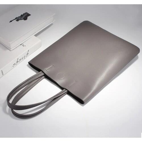 Burminsa Chic Genuine Leather Tote Bags For Women Large Capacity A4 Ladies Handbags College Girls Soft Shoulder Bags Winter 2020