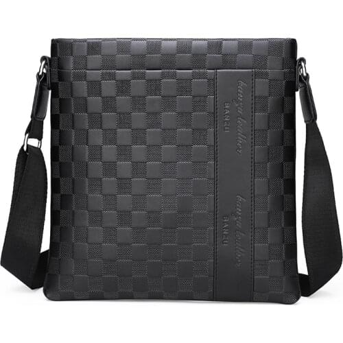 Hot Fashion Shoulder Messenger Bags Mens Casual Plaid Bag Business Briefcase Classical Shoulder Bag Free Shipping Mens Bag