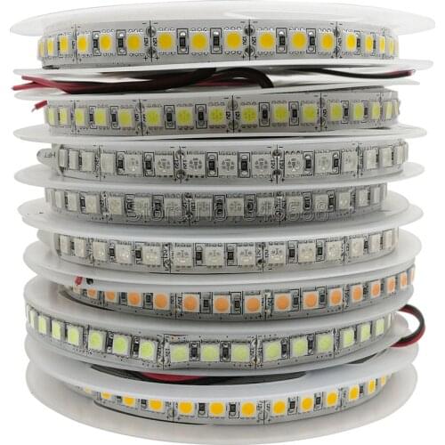 5050 LED Strip DC12V 120LEDs/m 5M Flexible Tape Light Warm White Cold White Ice Blue Pink Golden Yellow Red Green RGB LED Strip