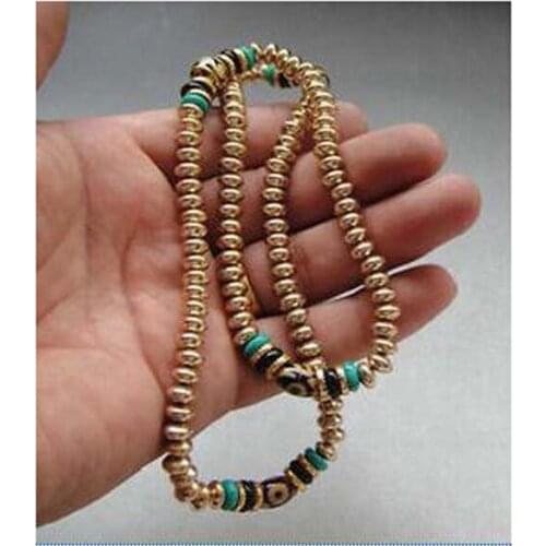Tibet tibetan Brass buddhist buddha worry prayer bead mala bracelet