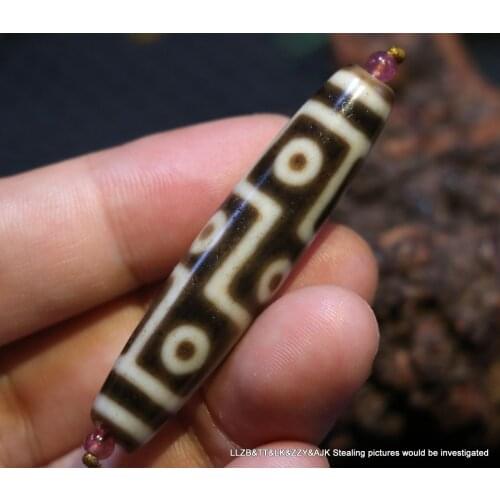 Magic Tibetan Old Agate Ivory Color 9 Eye Kingdom dZi Bead Amulet Pendant Top 5A Timestown UPD210825A1