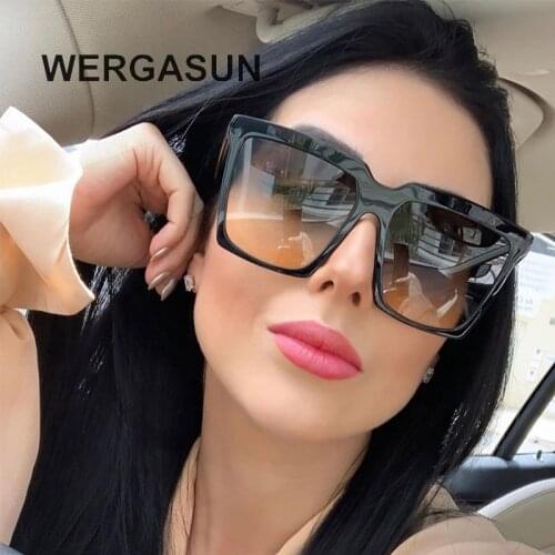 WERGASUN NEW Fashion Sunglasses Women Luxury Brand Big Square Sunglasses Female Mirror Shades Ladies Lunette Femme Oculos