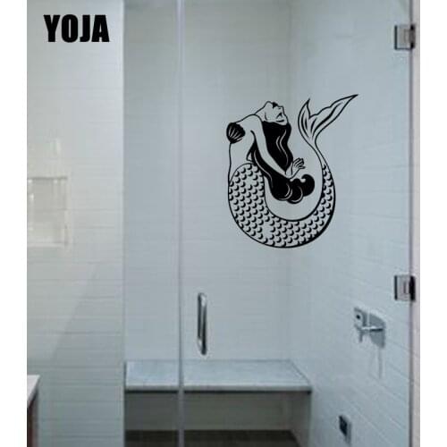 YOJA 25x21.4CM Elegant Mermaid Home Decor Wall Sticker Bathroom Shower Glass Decal G2-0219