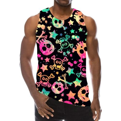 Skull Scarf Sunglasses Print Tank Top Women Sleeveless Summer Graphic Vest Fashion Tops For Teens Vogue Camiseta Tirantes Man