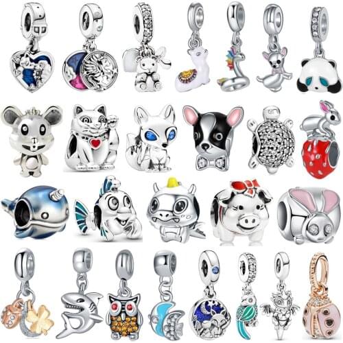 Cute Animal Cat Rabbit Fish Turtle Pendant Suitable for Pandora Bracelet Necklace DIY Bead Women Fashion Silver Plated Jewelry