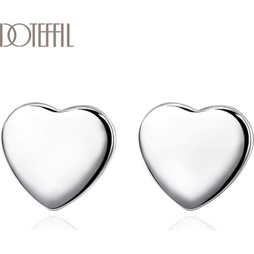 DOTEFFIL 925 Sterling Silver Heart Earrings for Wedding Fashion Stud Earrings Women Charm Jewelry
