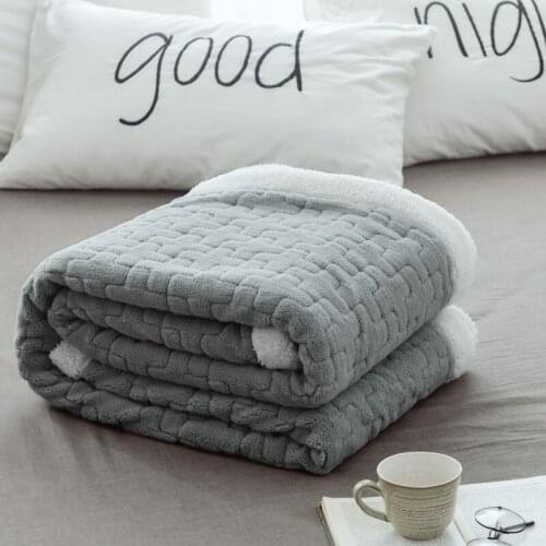 Winter Warm Blanket Thicken Cotton Velvet Blanket Soft Throw on Sofa Bed Cover Single Double Size Quilts Double Layer Blanket