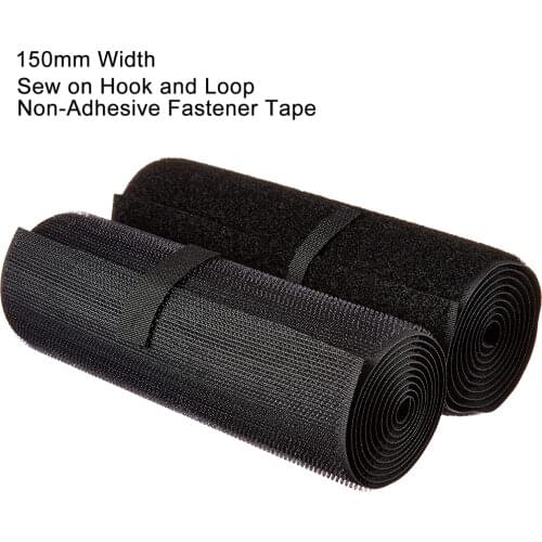150mm Width Sew on Hook and Loop Non-Adhesive Fastener Tape Nylon Fabric Velcros Tape Black White Magic Tape Sticker 1M/Pair