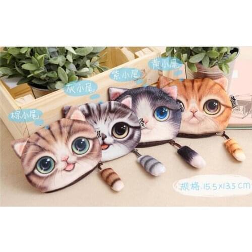 1pcs/lot New Small Tail Cat Coin Purse Cute Kids Cartoon Wallet Kawaii Bag Coin children zipper wallet