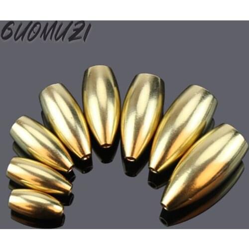 2pcs Fishing Tackle Accessories Pure Copper Down Sinker Bullet TEXAS RIG Weight Lure Cone Hollow Line Through Fishing Tools