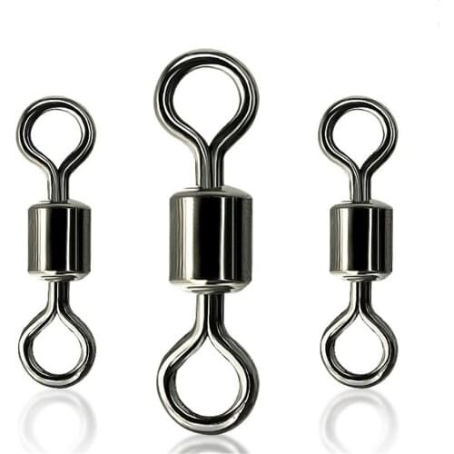 30pcs/lot Stainless Steel Rolling Swivels Fishing Swivel Size 1#~14# Solid Connector Ball Bearing Snap Fishing Accessories