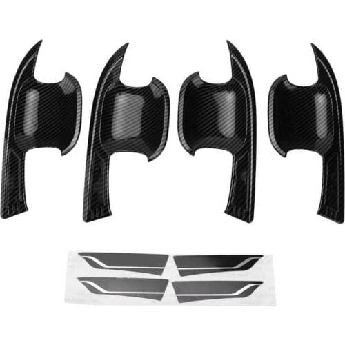 4pcs Exterior Door Bowl Cover Trim Carbon Fiber Style with Emblems Replacement for Ford Focus 2019-2021 Car Styling