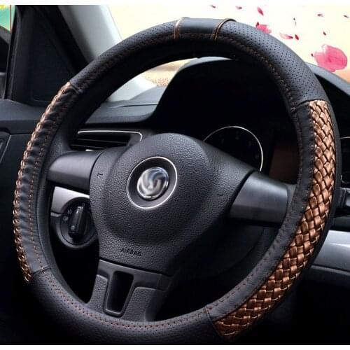 Car Steering wheel cover universal Braid cover on steering wheel diameter 37/38cm For bmw e46 e90 g30 lancer x rav4 Ford mazda 3
