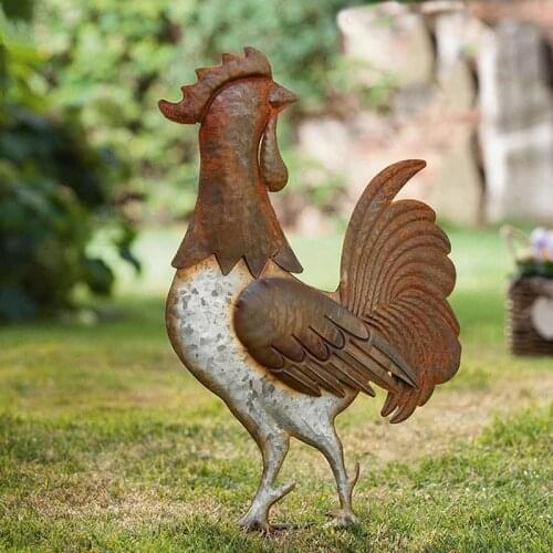 Cock Decorative Garden Plug-in Decor Rust