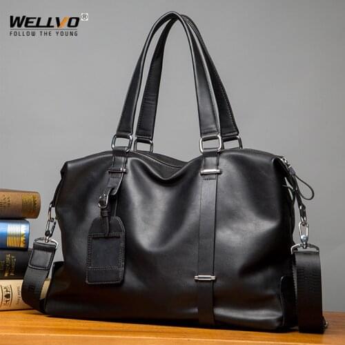 Mens Business Travel Handbags Male High Quality PU Leather Shoulder Bags Large Capacity Luggage Bag Travel Duffle 2021 XA743ZC