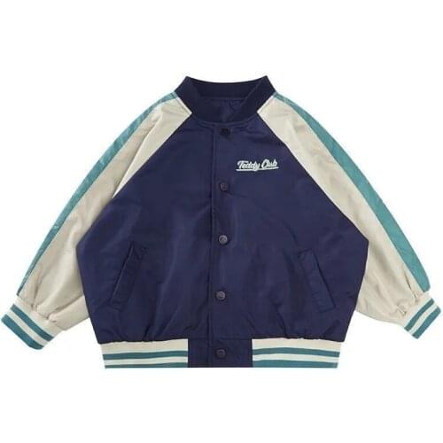 Spring Autumn Blue Baseball Jacket Big Kids Teens Fashion Clothes For Girls Boys Cardigan Children Outwear Outerwear & Coats