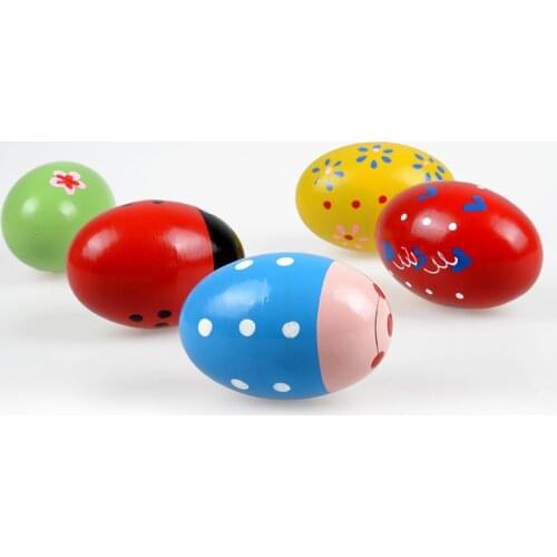 Children Wooden Sand Eggs Instruments Percussion Musical Toys Random Color