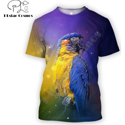 Hot Sale t shirt Animal Love Parrot Pattern 3D Printed Mens Summer O-Neck Short sleeve Unisex Casual sports T-shirt DW03