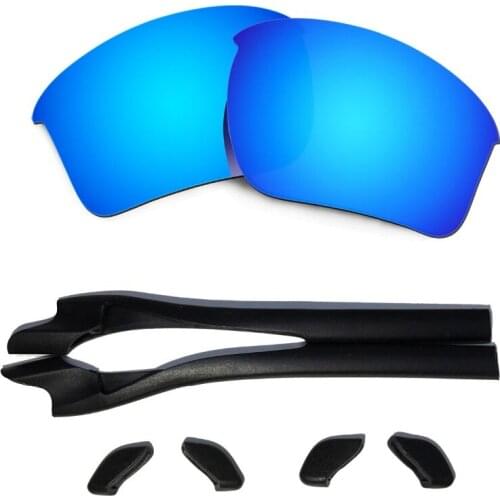 HKUCO For Oakley Half Jacket 2.0 XL Blue Polarized Replacement Lenses And Black Earsocks Rubber Kit