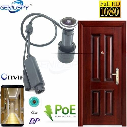 1080P POE Audio HD Indoor Door Eye Hole Color IP Home Door IP Camera 180 degrees Surveillance Network Vedio Camera Support Onvif