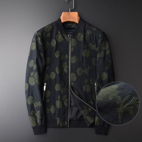 Classic Spring And Autumn Jackets Men Luxury Soft Yarn Dyed Jacquard Mens Jackets And Coats Baseball Collar Slim Fit Coats Mens